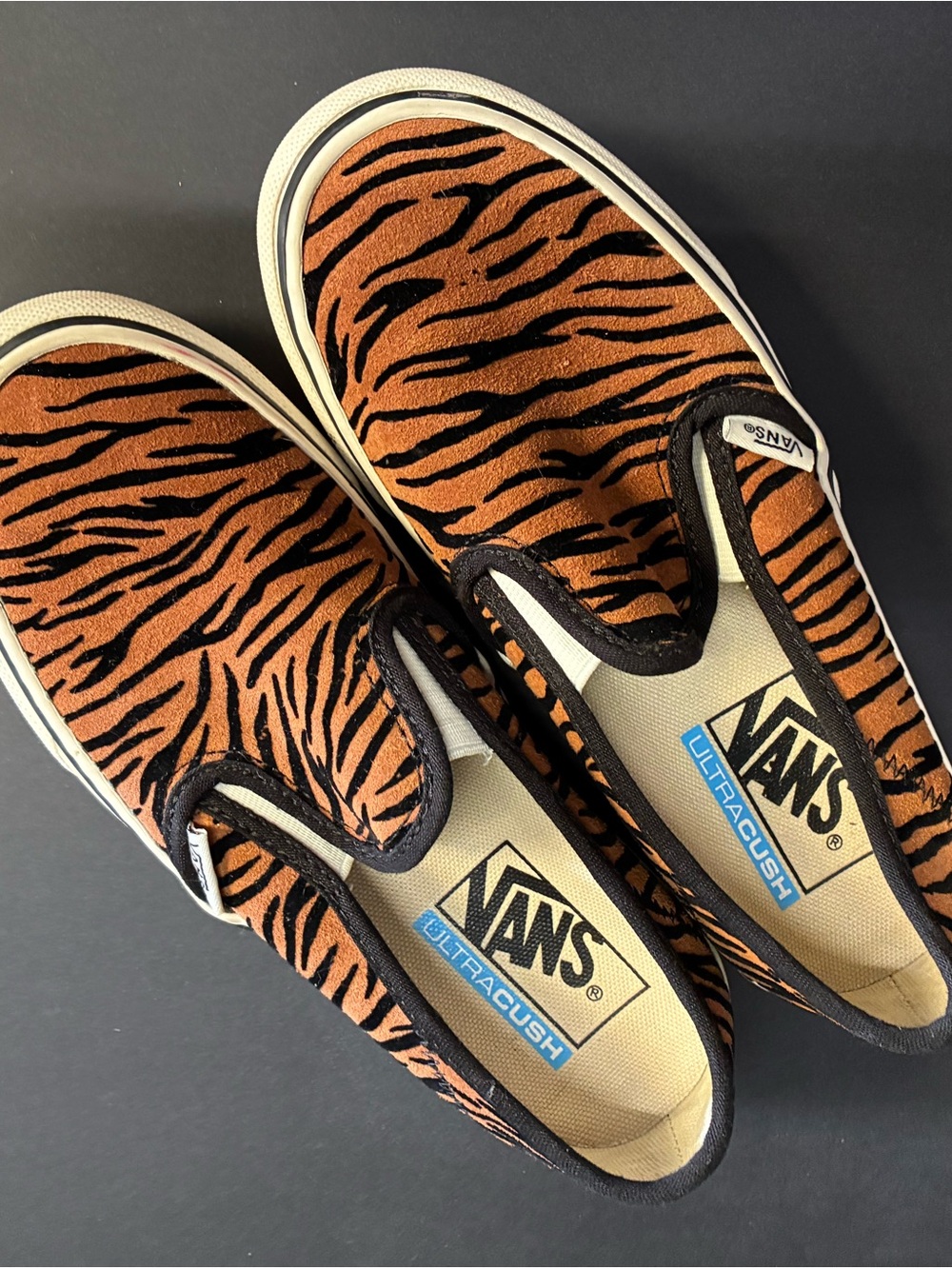 Vans Tiger Stripe Slip-On Sneakers - Orange & Black
